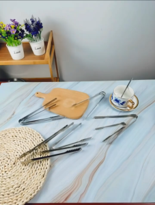 Stainless Steel Ice Cube Clips Round Head Sugar Food BBQ Pastry Tongs Kitchen Cooking Serving Clamp Bar Barware