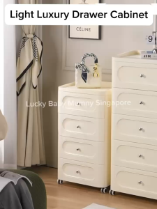 Light Luxury Drawer Cabinet with Wheels 360 degree Universal Wheels Storage Cabinet Simple Style Layered Cabinet