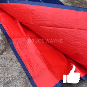 6FT-15FT Blue Orange PE Tarpaulin Waterproof Canvas Canopy (Multipurpose Uses :Camping Construction Renovation Lorry Cover Night Market)