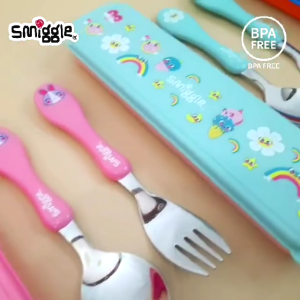 SMIGGLE SENDOK SET garpu anak animals stainless 304 BPA FREE - GO CENTRAL