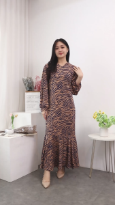 RS - Gamis Nindya Leopard Dress Busui Gamis Wanita Terbaru