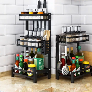 ชั้นวางเครื่องปรุงจัดระเบียบในครัว2ชั้น3ชั้น/ชั้นขวดซอสวางมีด+ตะเกียบ + ชั้นวางเขียง