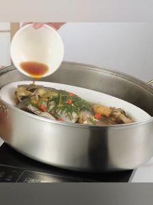 Periuk Kukus Ikan Keluli Tahan Karat Pelbagai Fungsi 2 Lapisan/ Pengukus Makanan Laut/ Fish Steamer Pot