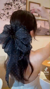 Diamond-Studded Mesh Bow Grab Clip Back Head Hair Shark Clip High-End Feeling Temperament Hair Clip