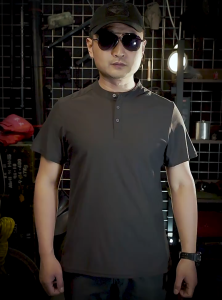 ASIAON Apollo Tactical Short Sleeve Plain T-Shirt Cargo Shirt Breathable Chinese Collar Elastic Rubberized Material