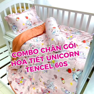 Combo gối mền 3 món cho bé đi học Katina House vải Tencel 60s mát lạnh bóng mượt