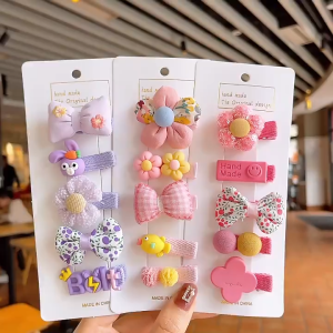 1 Set Isi 5Pcs Jepitan Rambut Anak Korea / HariClip Lucu Flower Warna Warna Colorfull Hand Made