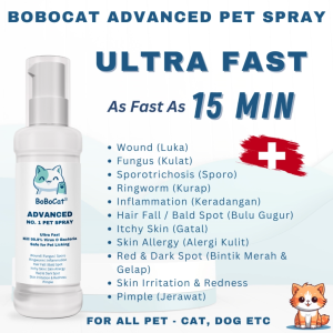 BoBoCat Advanced Pet Spray Fungus Kurap Sporo Luka Bulu Gugur Gatal Kulat Cat Dog Kucing Anjing