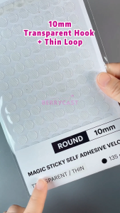 10mm Magic Sticky Self Adhesive Round Velcro (135 pairs) - Transparent - Berrycast