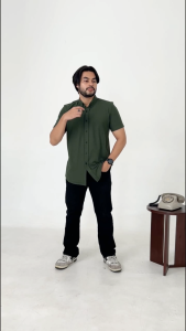 Kemeja Pendek Pique HeyMan Bahan CVC Pique 24S Premium Modern Fit