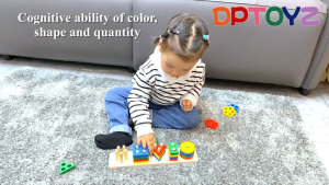 NIKO Wooden Shape Sorter Toy Montessori Color Matching Stacking Puzzle Board Preschool Early Education Learning Toy for Kids Boys Girls Gifts