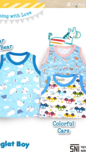 Singlet bayi kutung kaos bayi kutung baju bayi buntung kaos bayi yukensi motif SNI katun murah