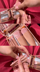 [5 PCS] Brush Set Kuas Make Up Portable Plus Cermin Bulu Tebal Premium