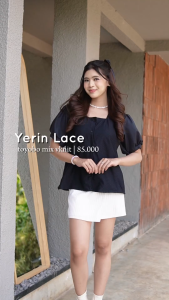 Yoenik Apparel Yerin Lace Shirt - Kemeja Wanita Brukat - Atasan Wanita Vintage Korean Style
