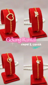 Gelang Xuping Rantai Mata Bulat Love Lapis Emas GL 215