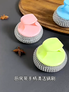 Sikat Sabut Kawat Gagang Spon Kawat Cuci Piring Stainless Steel Panci Sabut Spons Sponge Dapur Serbaguna Praktis Murah Sabut Kawat Dengan Gagang Kuat