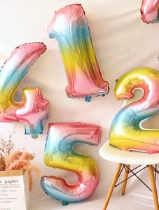 32inch Iridescent Rainbow Color Number Foil Balloons For Kids Adult Birthday Party Decoration