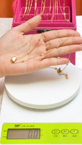 kalung titanium wanita liontin love rantai jedar premium anti karat dan tahan luntur gaya fashion korea simple elegan best seller