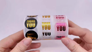 Stiker Label Thank You Dekoratif Stiker Polymas Foil (1 Roll/ ±500 pcs)
