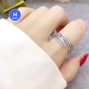 Retro Style Feather Open Ring Adjustable Men Women Cincin Lelaki Wanita Anti-rust Ring 简约风 羽毛 开口 戒指