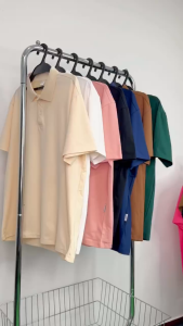 Áo polo trơn form rộng cotton PLT01 Miucho cổ trụ in basic