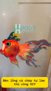 Đèn lồng trung thu con cá chép màu sắc lắp ráp thủ công DIY có đèn nhấp nháy 3 chế độ phát sáng siêu đẹp cao cấp cho bé