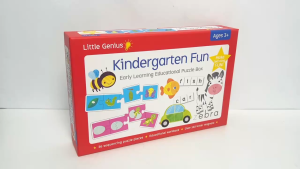 Kindergarten Fun Puzzle Book Box with Workbook & Magnets for Kids to Learn ABC & First Words