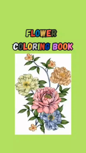 BUKU MEWARNAI SKETSA MENGGAMBAR BUNGA FLOWER COLORING BOOK ANAK REMAJA DEWASA KERTAS TEBAL PREMIUM