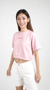 Forest Ladies Cotton Interlock Raglan Sleeve Round Neck Embroidery Cropped Top Women Casual Crop T-Shirt - 822408