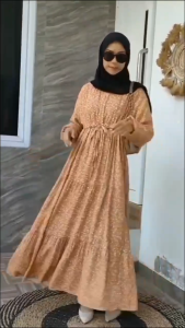 KV.GROSIR Gamis Wanita Rayon Premium Twill | Dress Remaja Rayon Etnic Bunga | Dayli Dress Dewasa Santai Simpel | Homey Dress Simpel