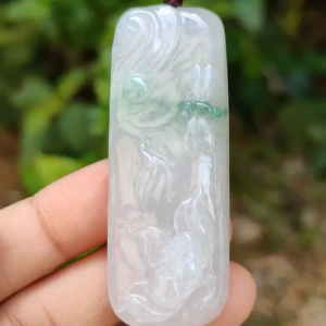 Line of Green Crafted with Very Refreshing Unique Rare Dragonfly with Flower Natural Type A Jadeite Pendant come with certificate weight 26.84 grams 57.20 * 21.70 * 11.80 mm suitable for daily wear (pendant114)