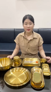 Dụng Cụ Inox Mạ Vàng Khay Inox Khay Chữ Nhật Hũ Đựng Bông Dùng Trong Spa