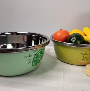 กะละมังลายน่ารัก กะละมังลายผลไม้ กะละมังเกาหลี 24ซม. 26ซม. 28ซม. กะละมังสแตนเลส กะละมังเกาหลีเคลือบ