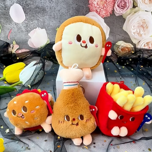 Cartoon Cute Food Key Chain Cute Mini Plush Doll Hamburg Chicken French Fries Vegetable Leg Bag Pendant Student Gift
