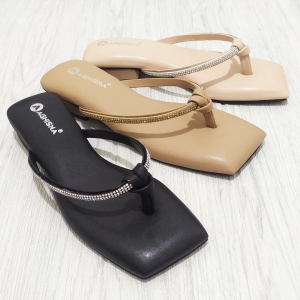 Sendal Wanita Fashion Hak Rendah Sendal Jepit Pesta Wanita Warna Matte Size 37 - 41