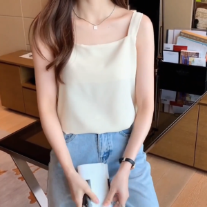 FRAN Summer Square Neck Chiffon Sleeveless Top for Women Plus Size Breathable Vest