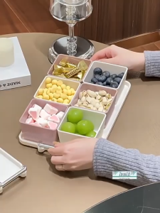 6IN1 3IN1 Snack Container Storage Box Compartment Dried Food Container With Cover Luxury Moisture Proof Dustproof Divided Rotate Dried Fruit Nut Candy Snack Dispenser Food Container Storage Box Bekas Simpan Kuih Biskut Raya Gula Makanan Kedap Udara 零食收納盒