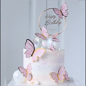 BI Dekorasi Kupu-kupu Kue Ulang Tahun Lukisan Kertas Buket Decoration Butterfly Toppers Cake Bucket Isi 10 Pcs R1140