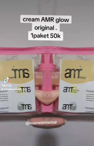 AMR Glow Cream Pencerah Essence Pelembab Wajah Premium Penghilang Flek - Paket Skincare Siang/Malam.