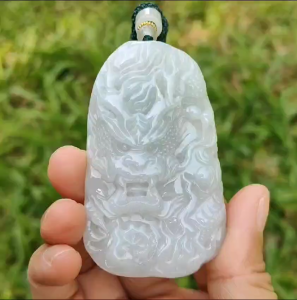Natural Type A Jadeite Pendant Necklace crafted with Big Domineering Dragon symbols of power status authority certificate included weigh 49.53 grams 67.7 * 42 * 10.3 mm (pendant22)