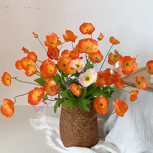 Bunga Poppy Plastik Daisy Bunga Poppy Artificial Flower Bunga Poppy Imitasi Bunga Plastik Bunga Hias Buket Dekorasi Daun Bunga Aster Mini