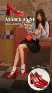 MellowCo รองเท้าแมรี่เจน Mary Jane ส้นตึกหนังแก้ว สูง 3.5 นิ้ว รุ่น Call Me Daycie 11-3234