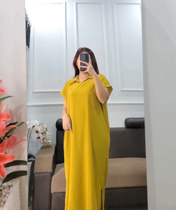 Daster Crincle Kerah Resleting Tali Aktif Busui