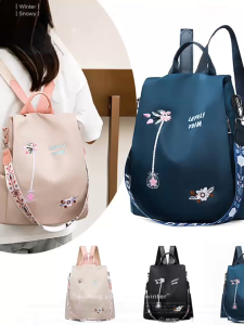 Embroidered Chinese style womens backpack anti-theft travel handbag shoulder bag lightweight waterproof student bag