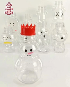 Bành 60 chai nhựa pet người tuyết in hình dễ thương chai nhựa đẹp đựng trà sữa nước ép