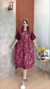 Dress Kupu2 Motif Bunga Jumbo / Daster Rayon Motif Premium / LD 120cm PB 115cm Busui