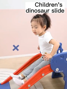 VOGO Dinosaur slide robot slide with balls & rings indoor folding slide play set for kids With Basketball Hoop