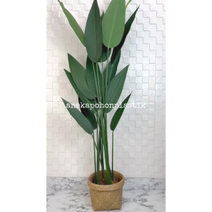 Pohon Hias Artificial Daun Pisangan Heliconia T150 Latex Pot Dasar Hitam Cover Purun Hiasan Ruang Tamu Aesthetic