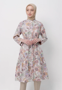 MFMW Minnie Midi Dress Motif Bunga: Dress Desain Klasik untuk Acara Formal & Casual