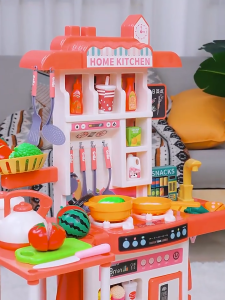 95CM Kitchen Cooking Toys Mainan Masak Spraying Mist Steam Acousto-optical effect Simulated real effluent Dapur Kids Toys